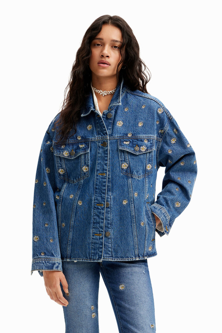 Veste jean marguerites