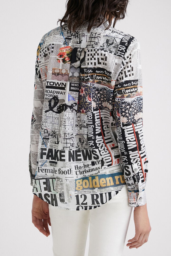 Újságpapír mintás ing | Desigual