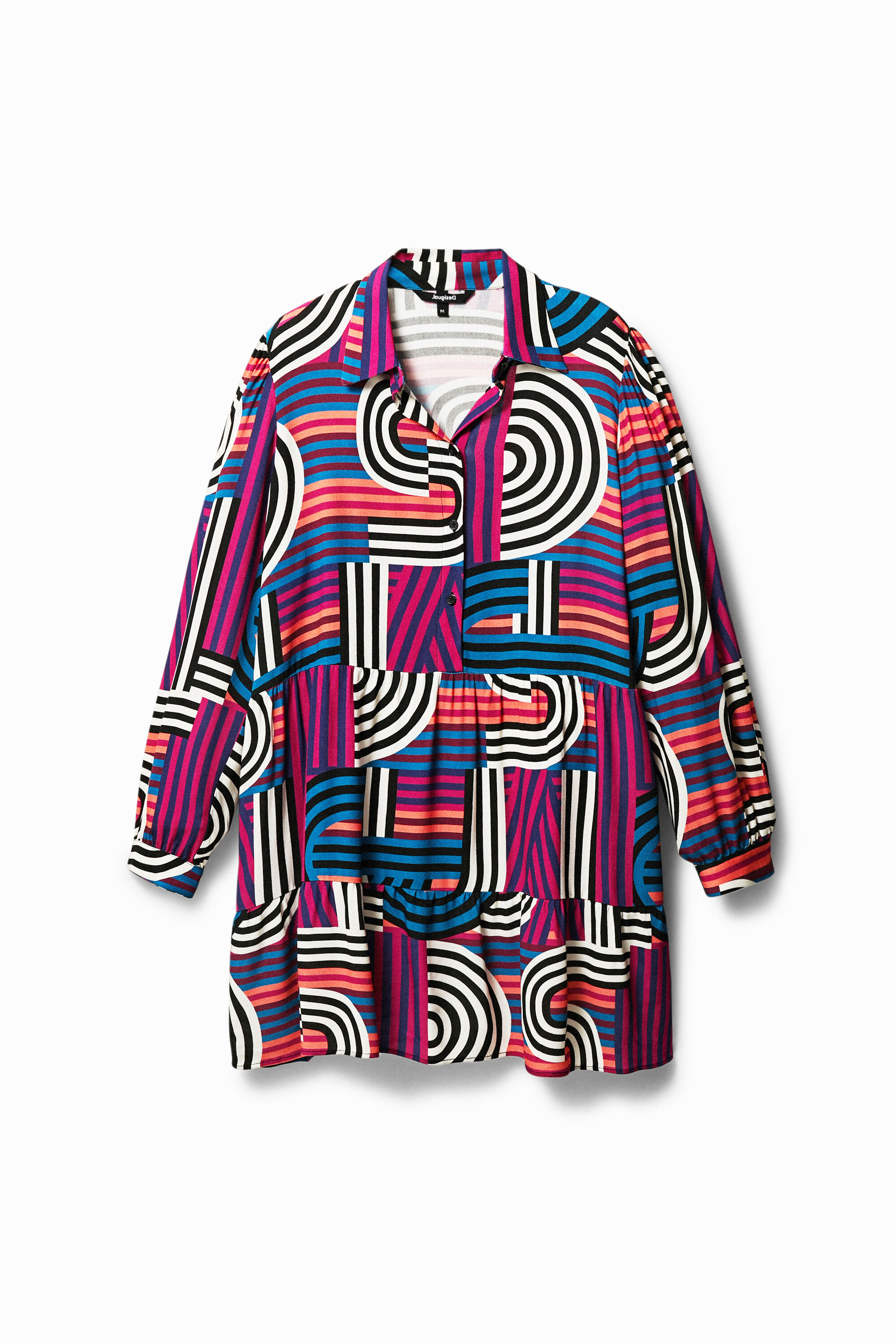 Kurzes Hemdblusenkleid Geometrie