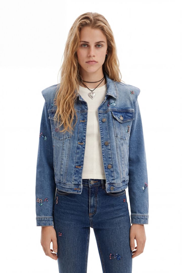 Floral denim trucker jacket | Desigual