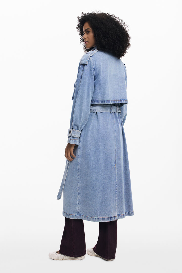 Denim trench coat with belt | Desigual