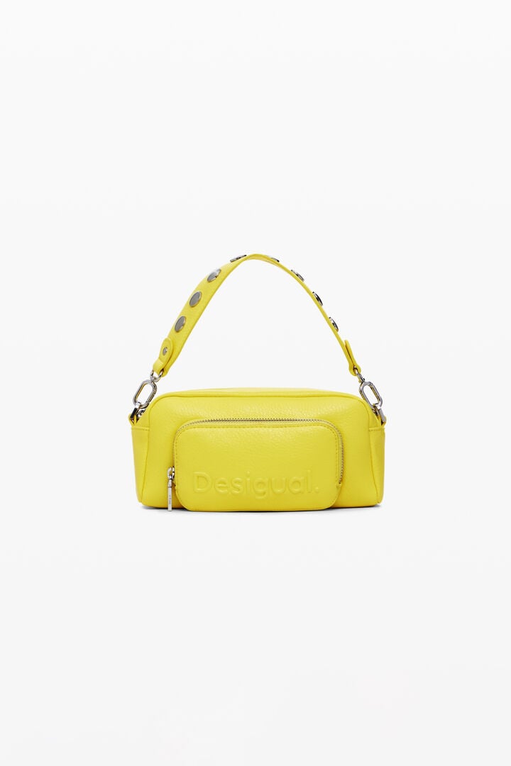 Multi-handle faux leather crossbody bag