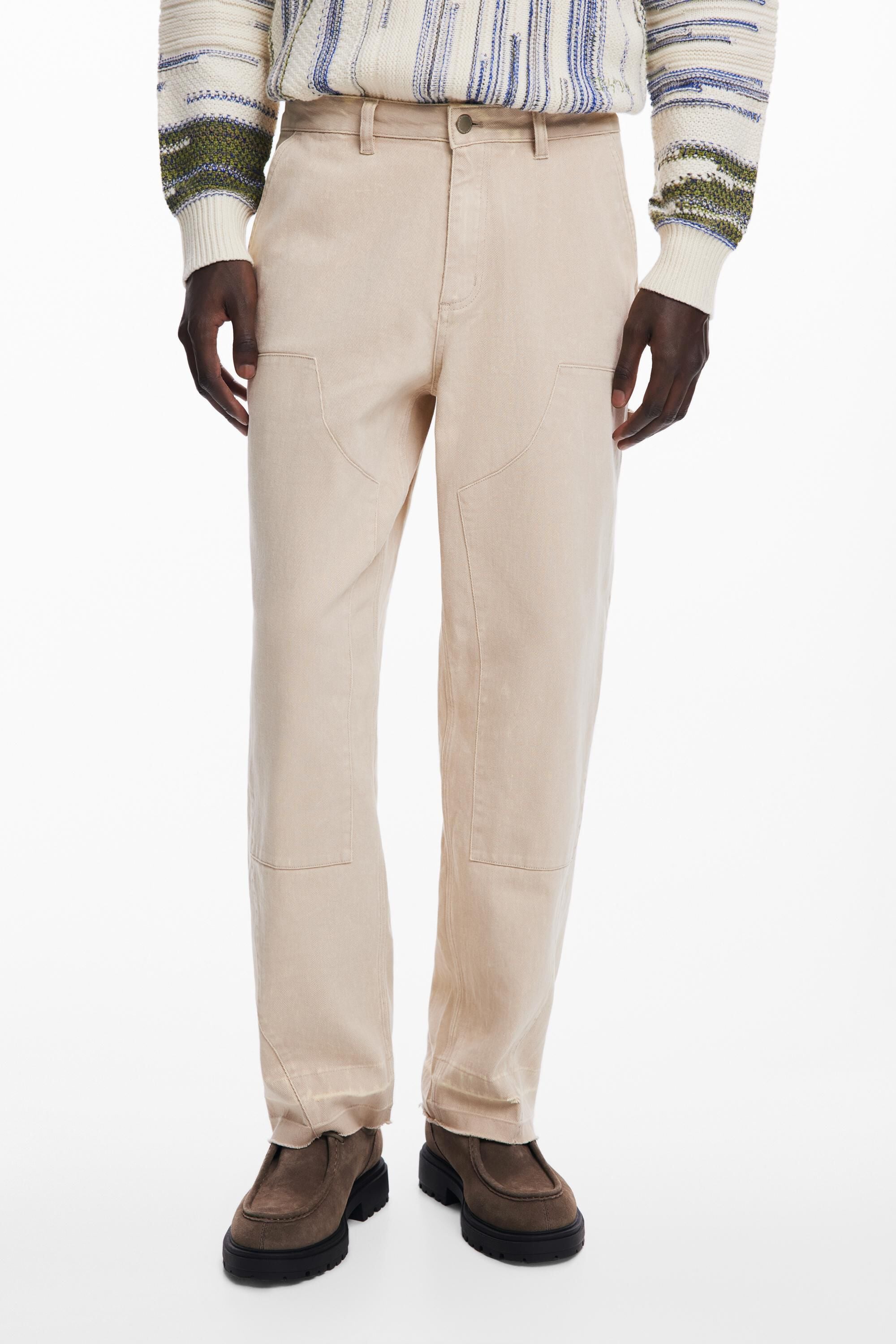 Pantalón cargo safari, Hombre, Algodon, Blanco,