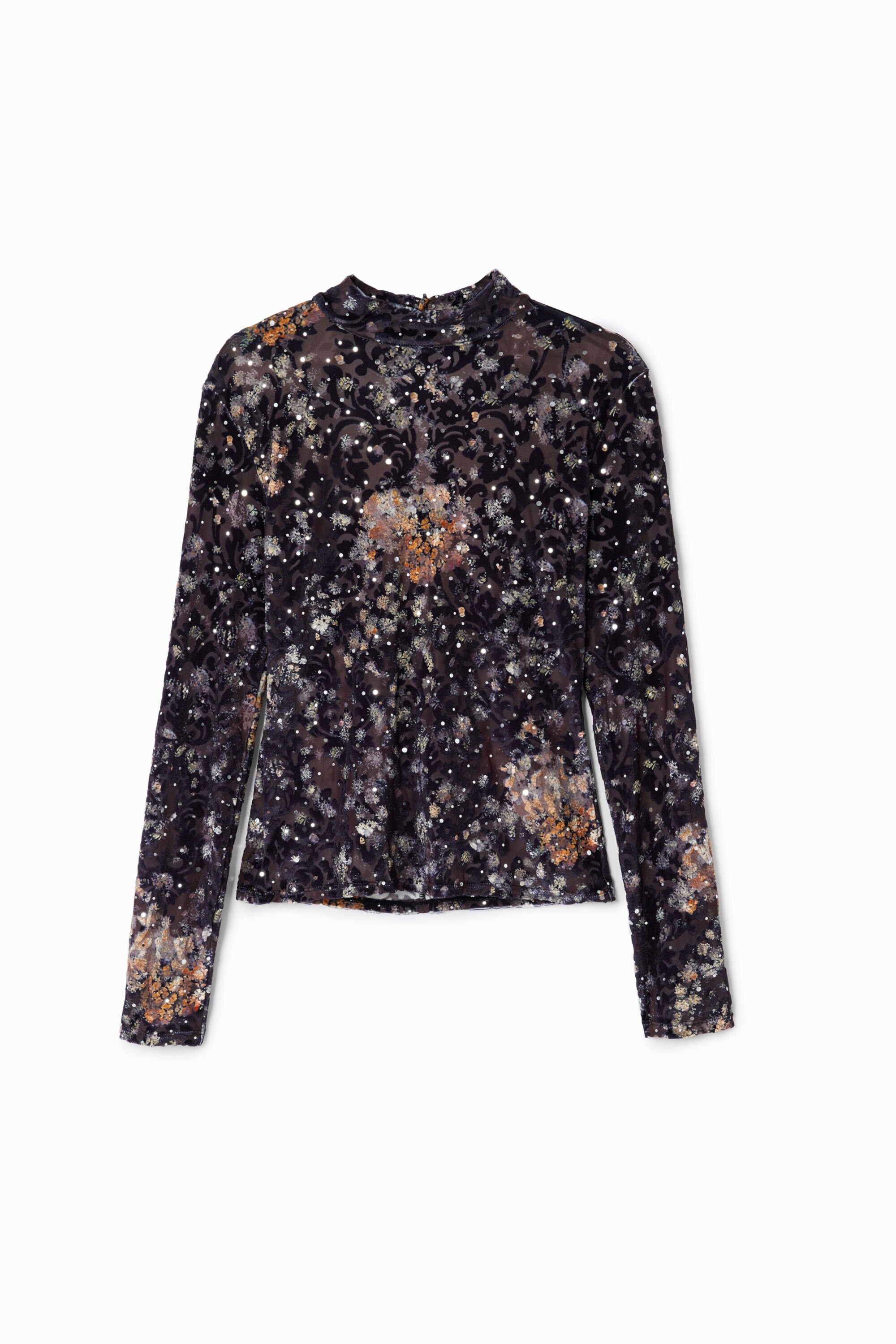 Long-sleeve floral T-shirt