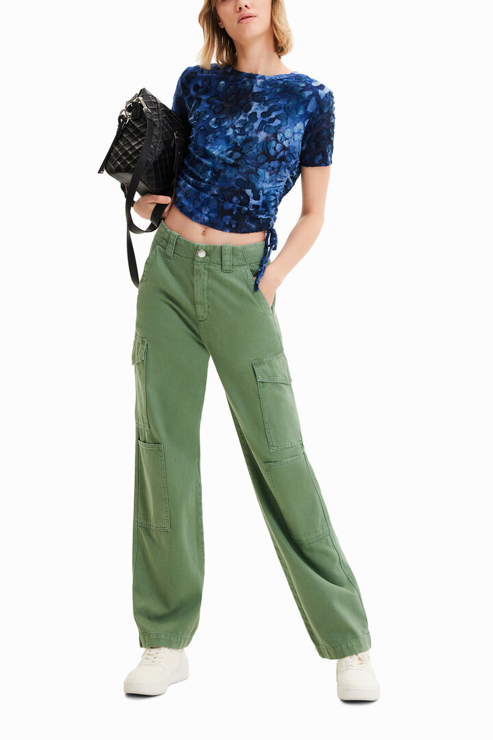 Slim animal print gathered T-shirt | Desigual