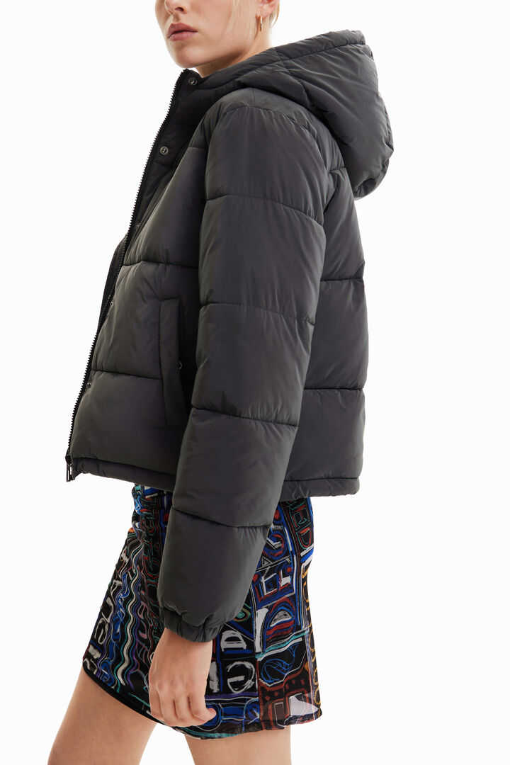 Iridescent padded short jacket | Desigual