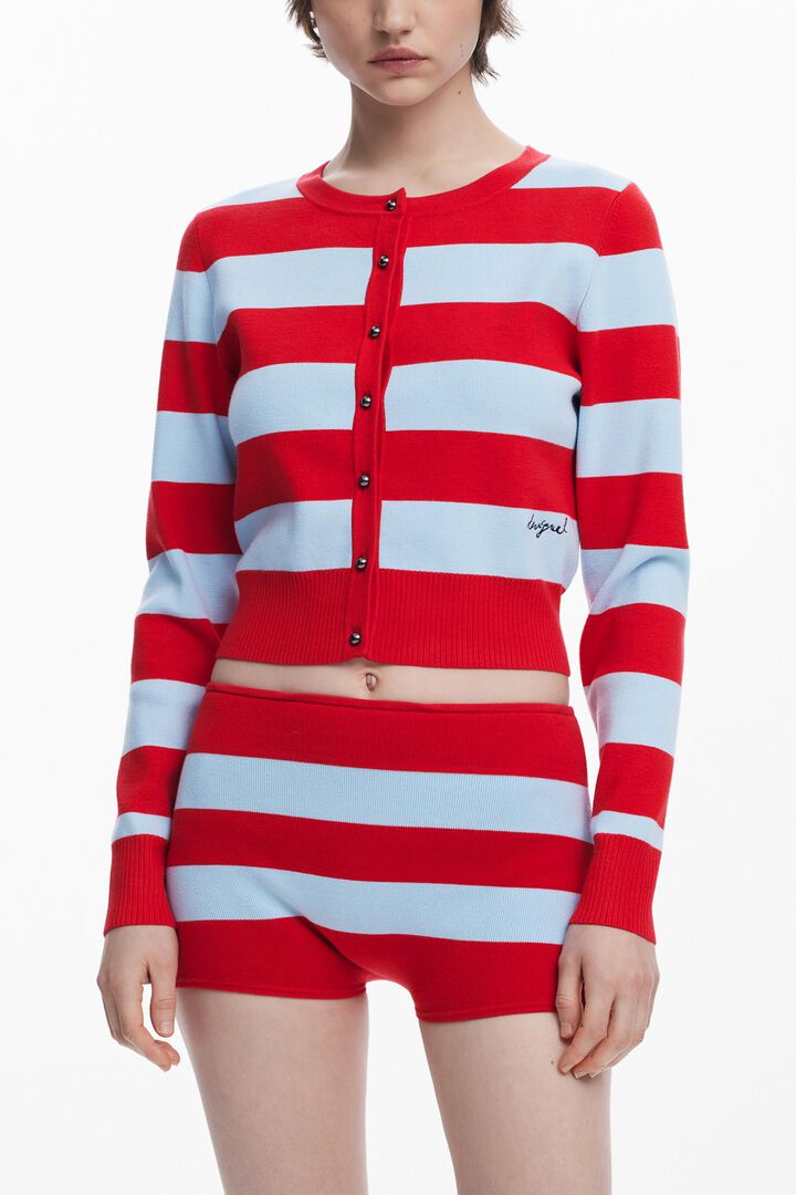 Ribbed striped cardigan