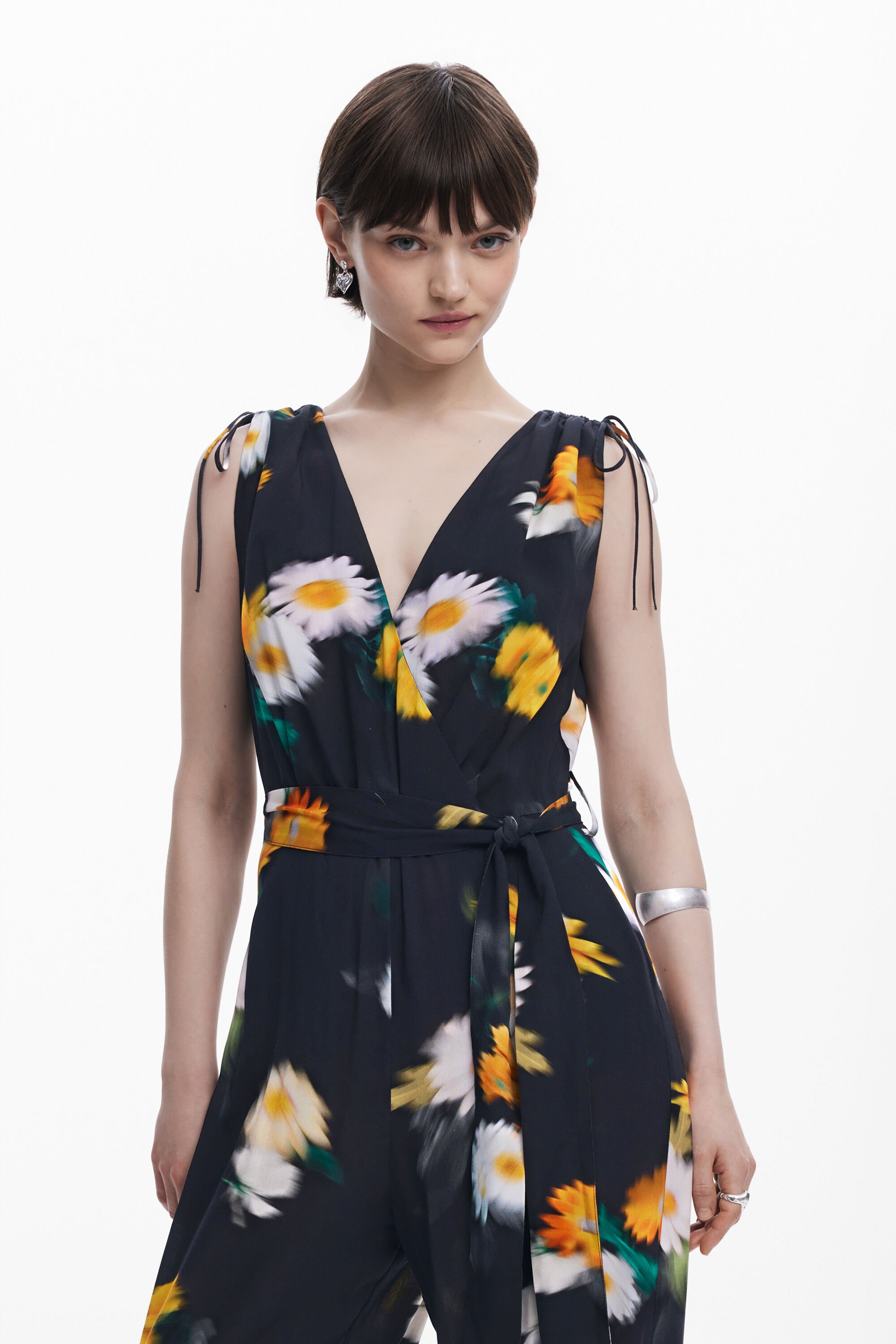 Desigual Floral Jumpsuit In Black