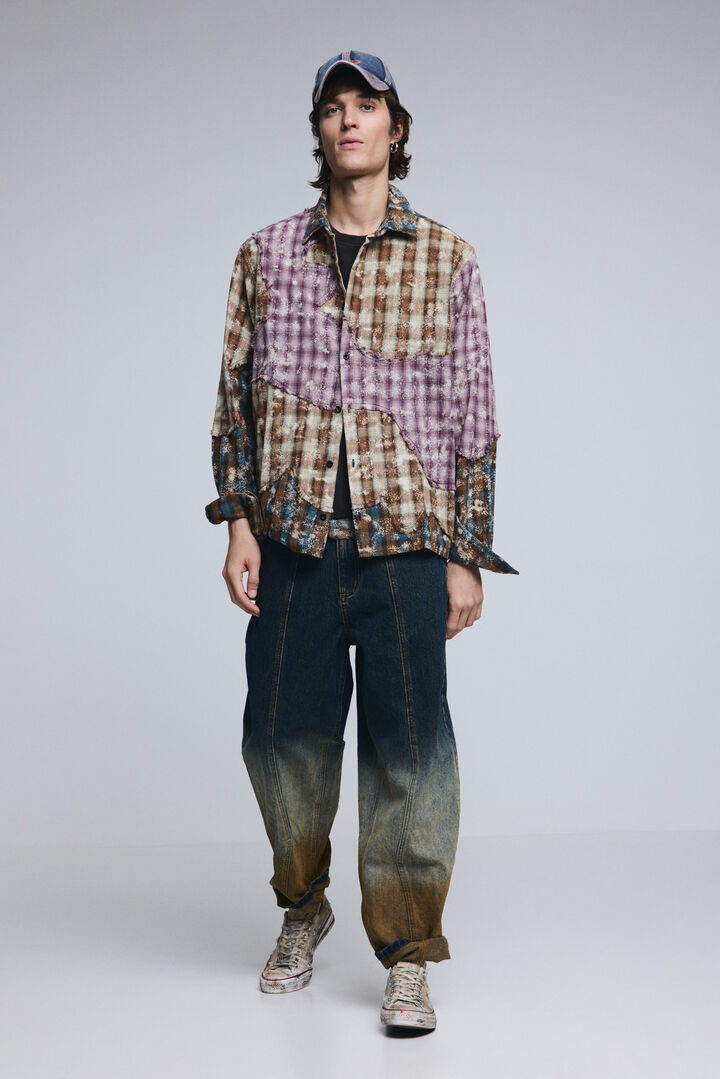 Long-sleeve shirt with patchwork checks | Desigual