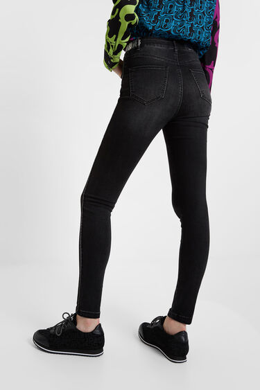 Skinny jeans with side strip and sequin details | Desigual