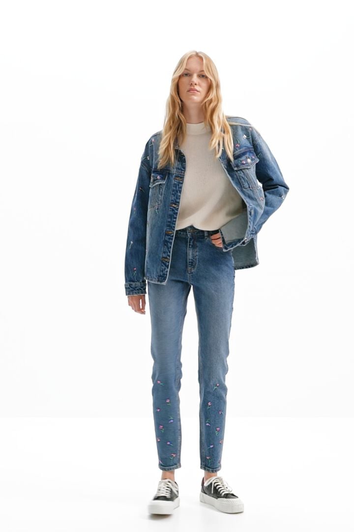 Jeans skinny push-up fiori | Desigual