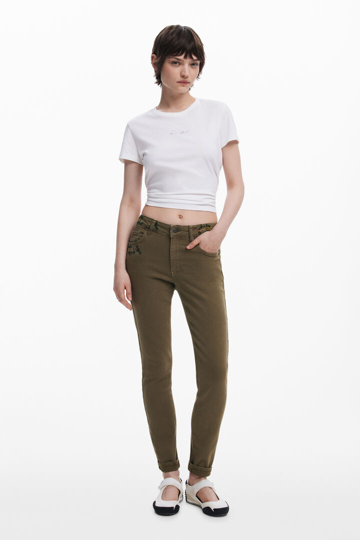 Dopasowane jeansy w kwiaty | Desigual