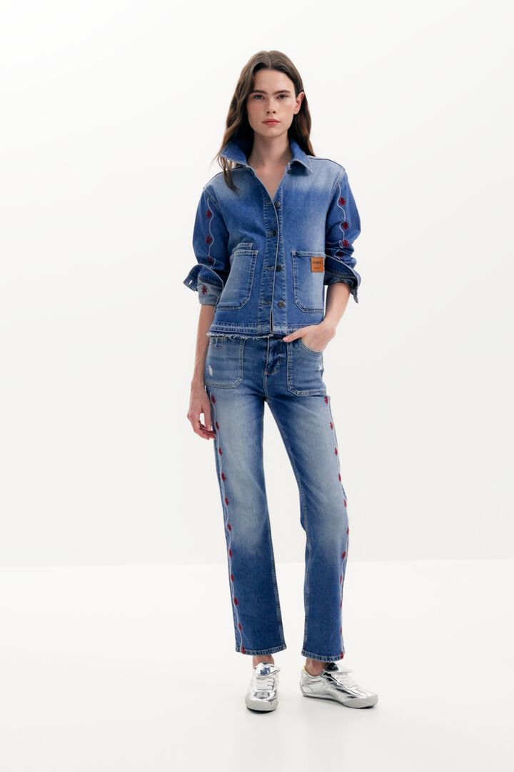 Cazadora denim flores | Desigual