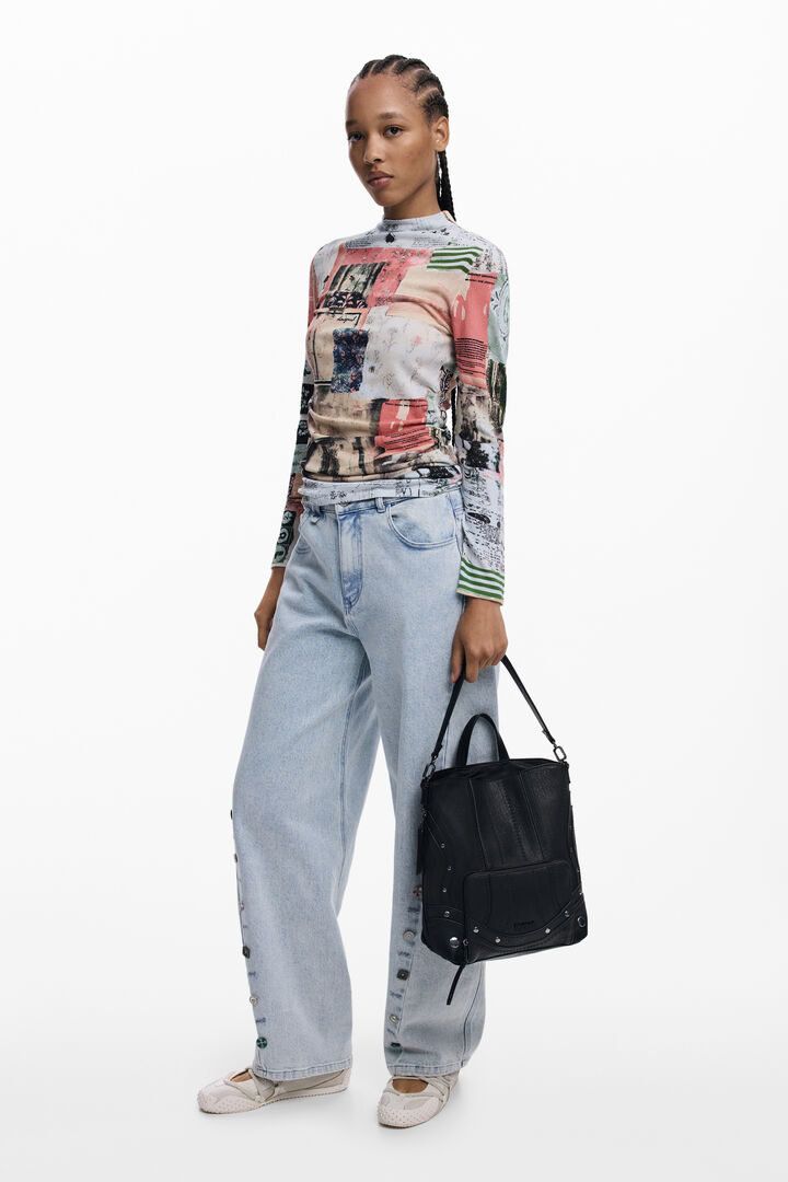 Petit sac à dos effet cuir patchwork | Desigual