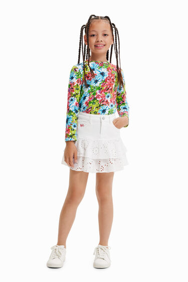 Swiss embroidery mini skirt | Desigual