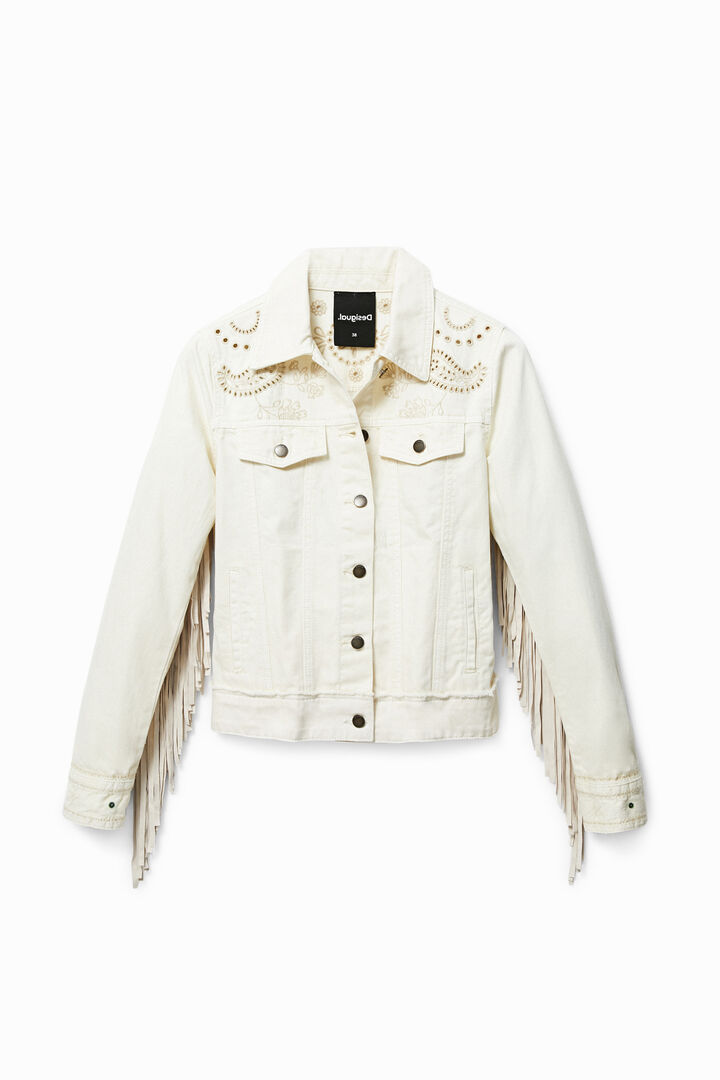 Veste en jean "biker" blanche