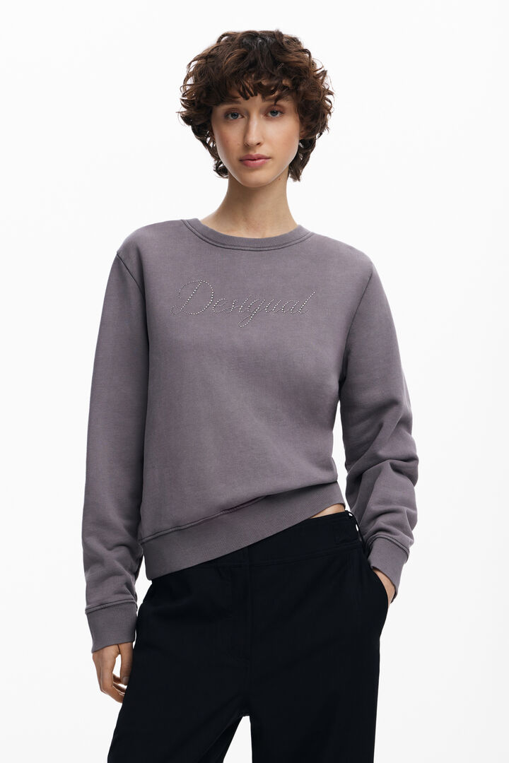 Sweatshirt with logo and rhinestones | Desigual