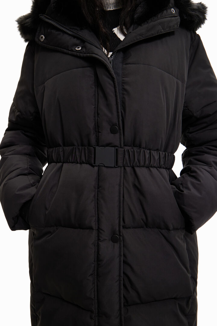 Long padded coat with belt | Desigual