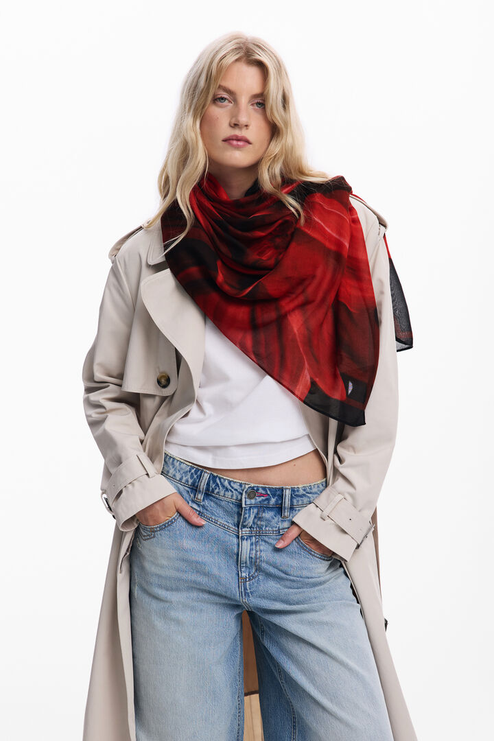 Foulard rectangulaire à fleurs | Desigual