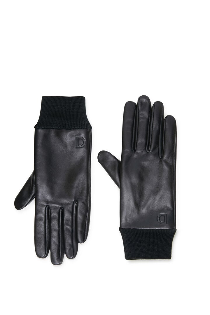 Leather effect gloves embossed logo