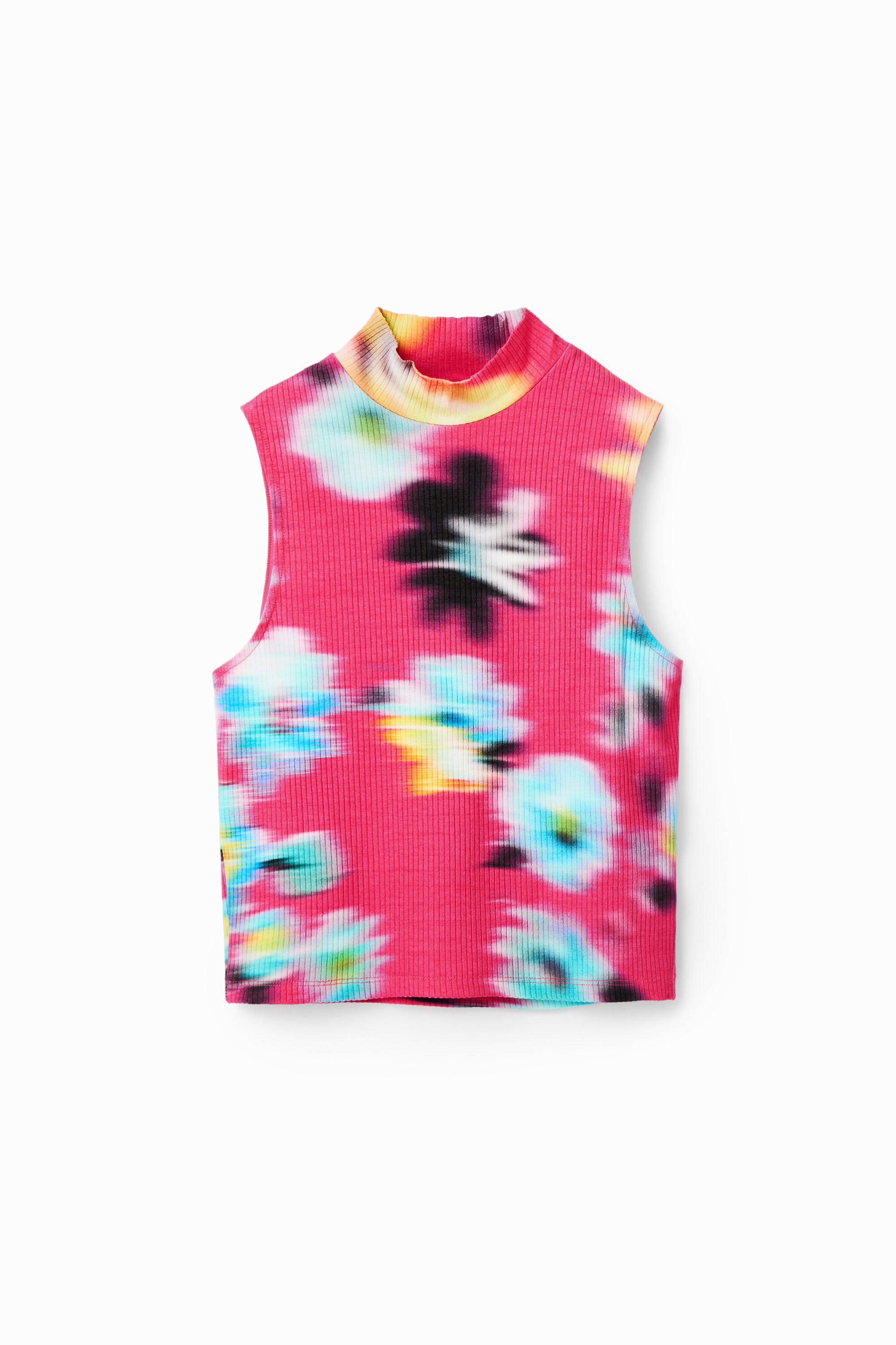 Ärmelloses Shirt Rippstoff Blumen