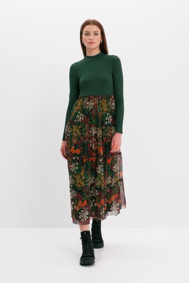 Long dress with tulle skirt | Desigual