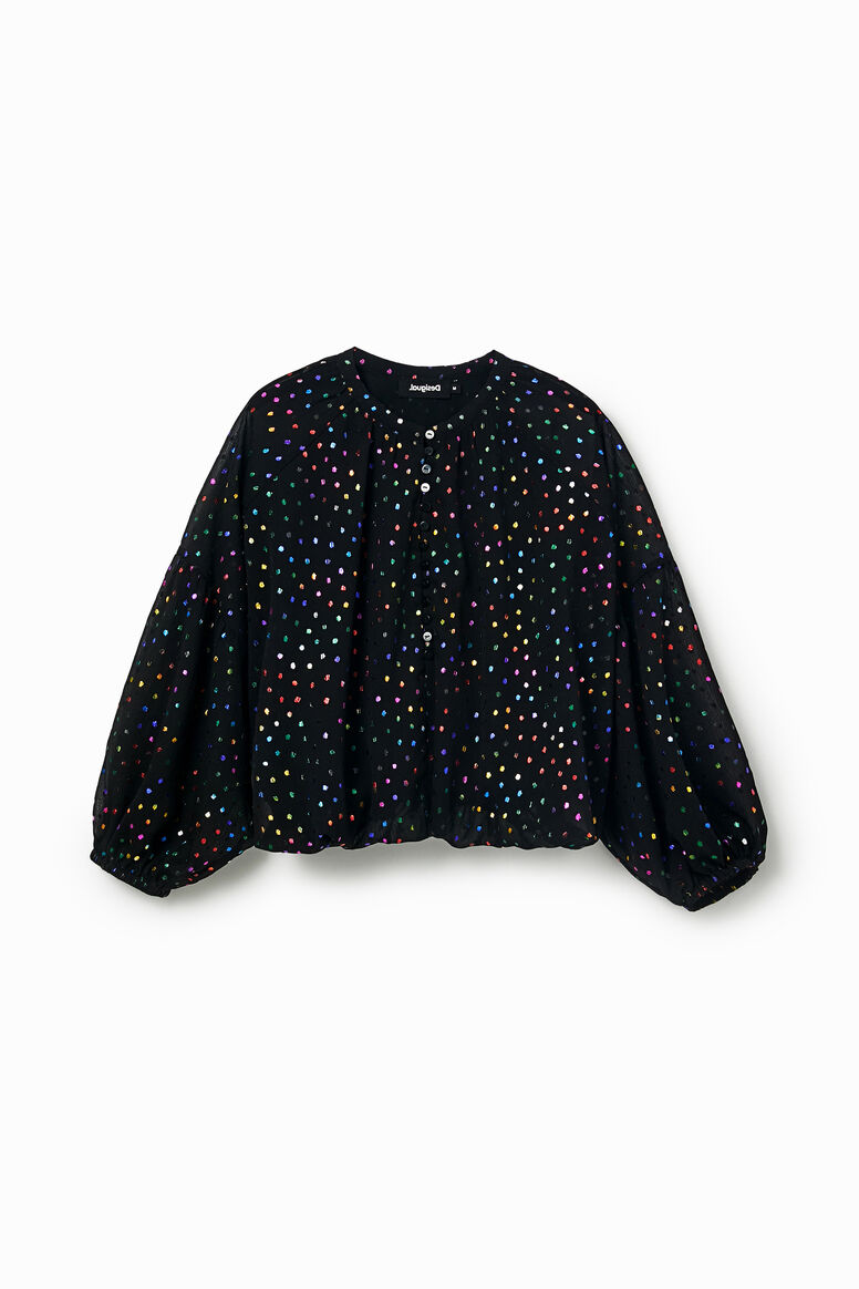Metallic polka dot blouse | Desigual