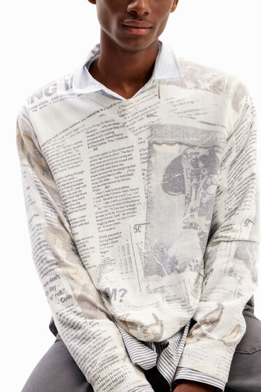 Fine newspaper pullover | Desigual