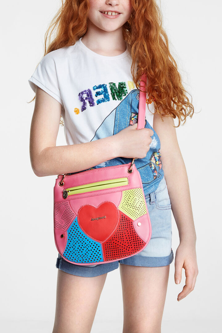 Sling bag heart and multicolour patch | Desigual