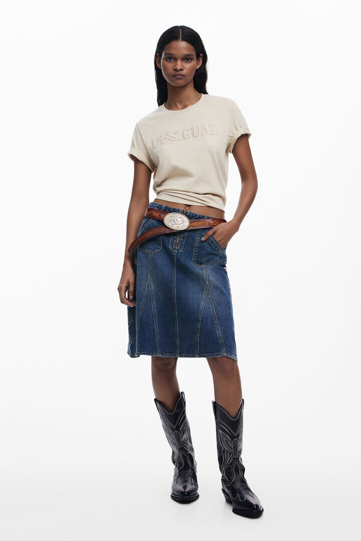 Jupe en denim brodée | Desigual