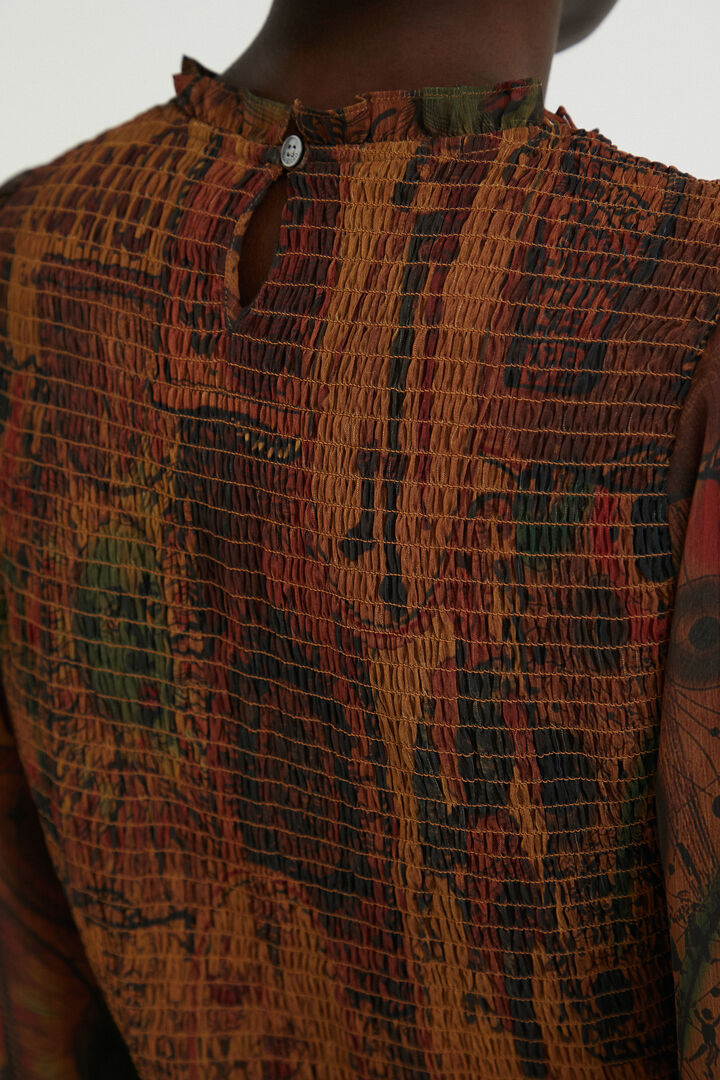 Blouse nid d'abeille imprimée | Desigual