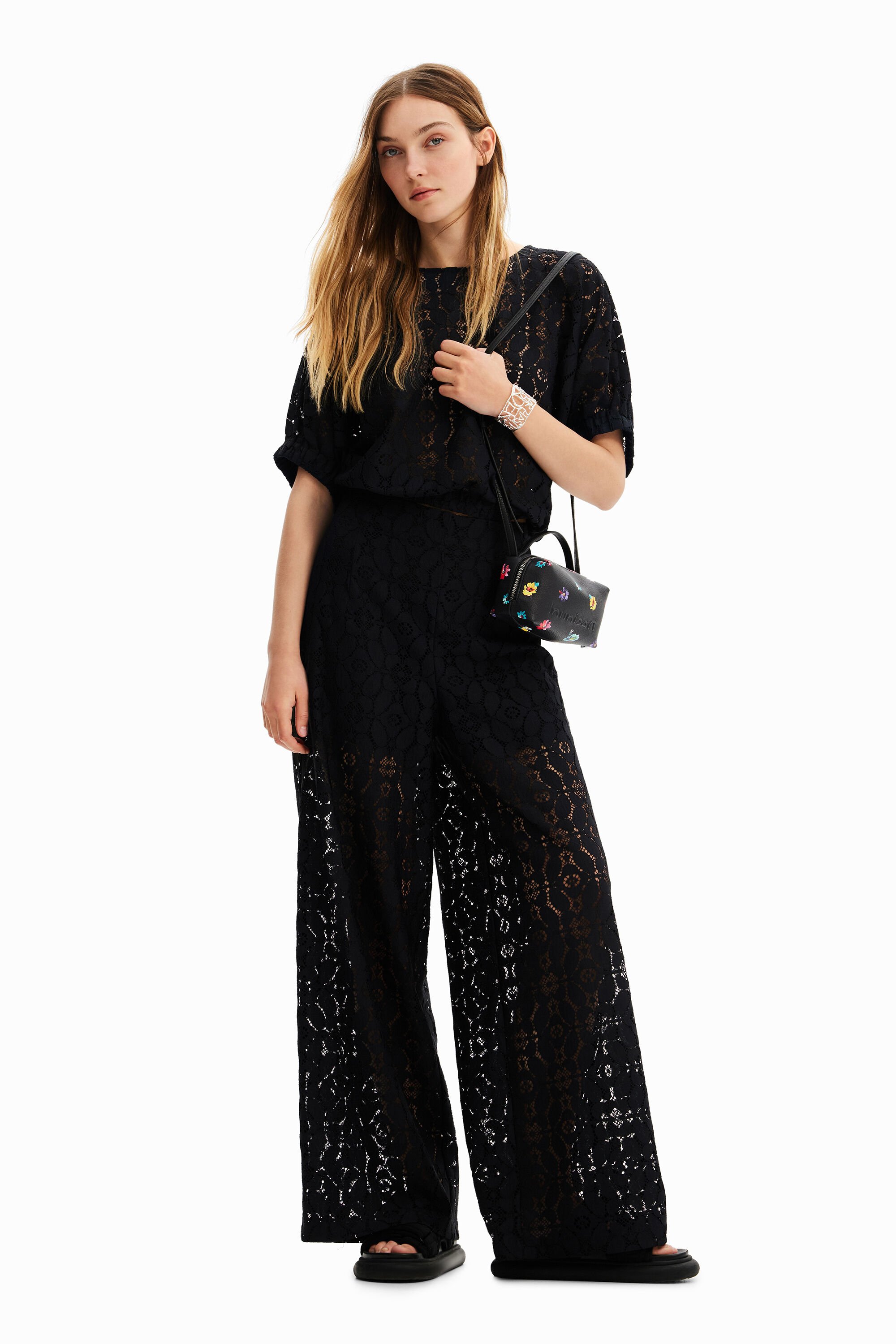 Desigual Sheer lace trousers