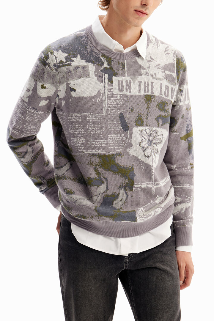 Maglia jacquard giornale | Desigual