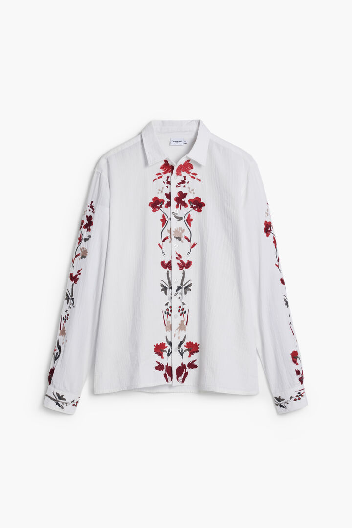 Long-sleeve shirt with embroidered flowers | Desigual