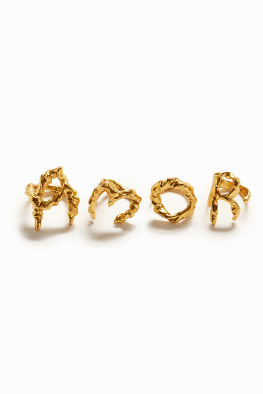 Zalio gold plated letter A ring | Desigual