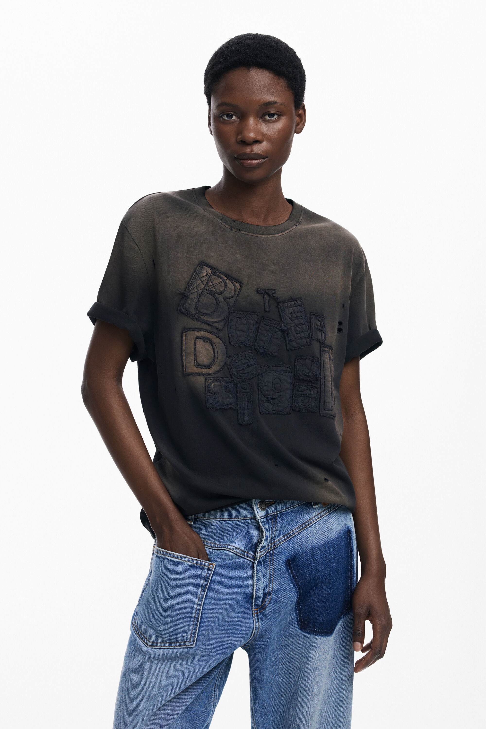 Sun faded Botter T shirt met korte mouwen