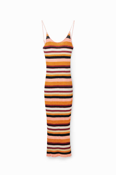 Striped ribbed midi dress | Desigual