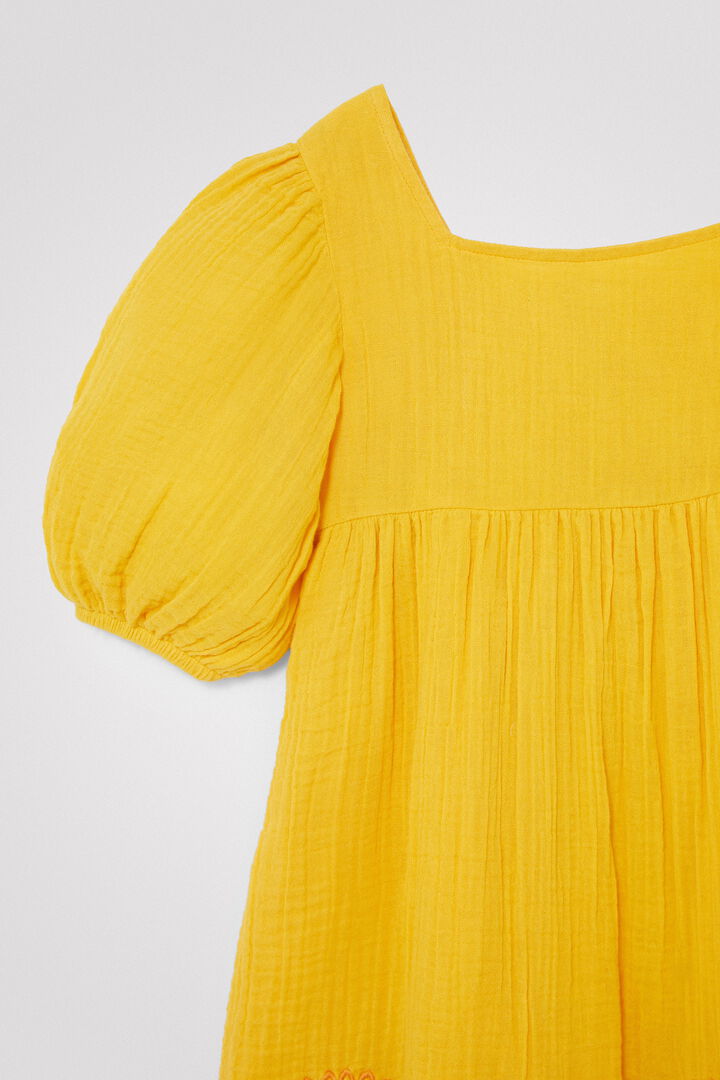Three-quarter sleeve yellow dress | Desigual