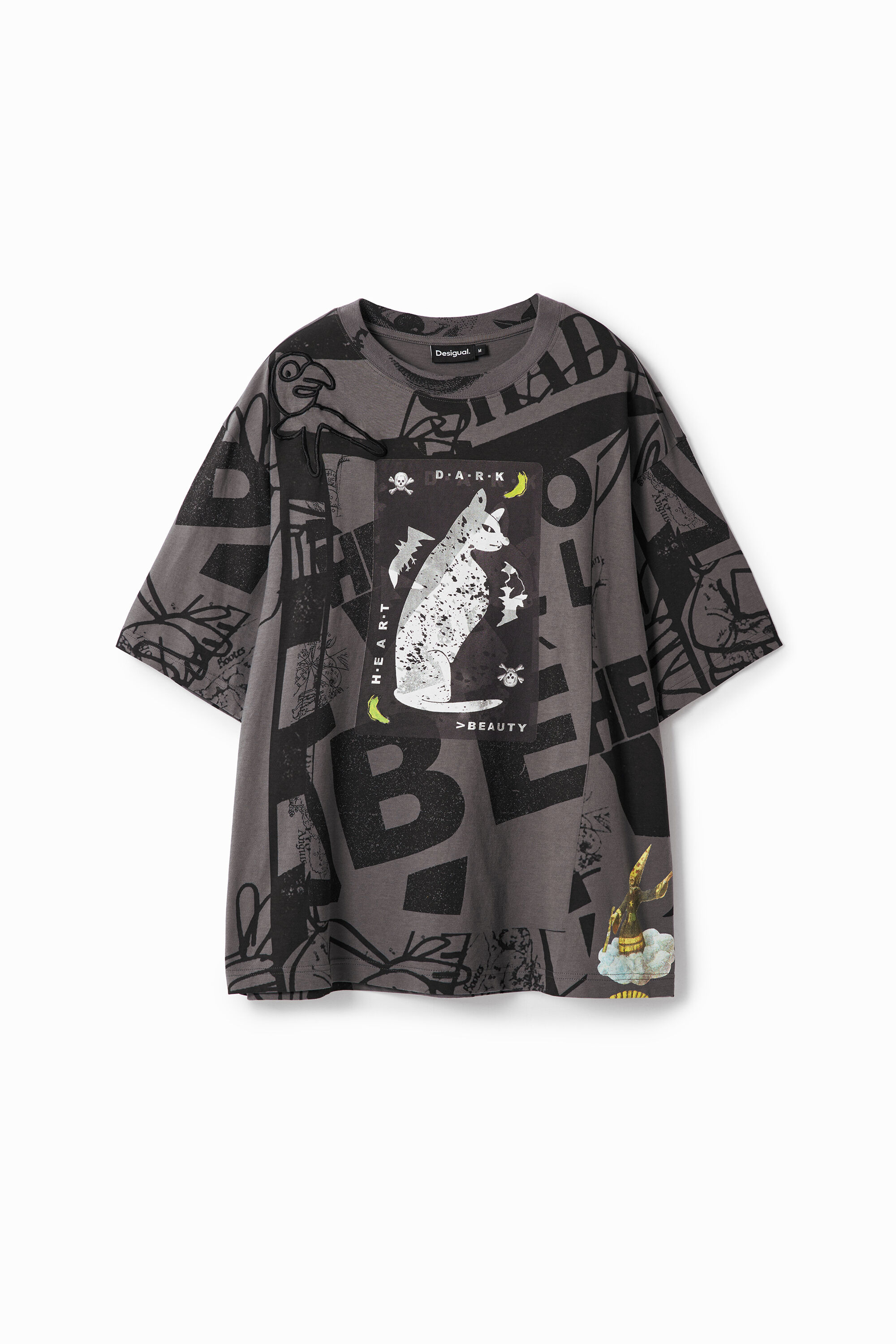 Desigual Maglietta scritta gatto