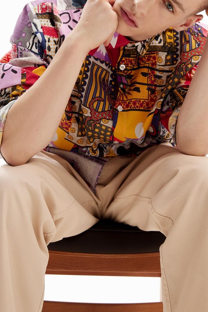 Camisa popel&iacute;n patchwork | Desigual