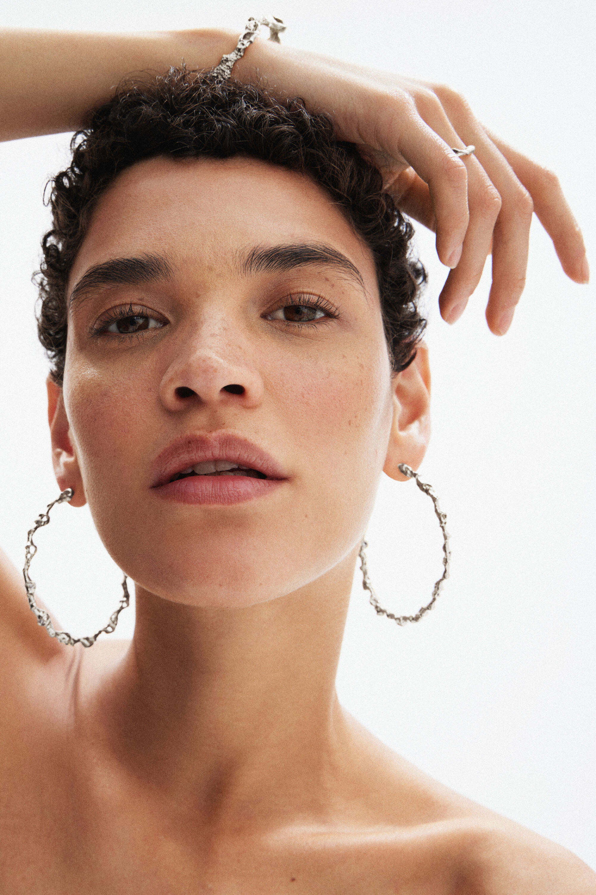 Unisex Zalio silver plated XL hoop earrings I Desigual