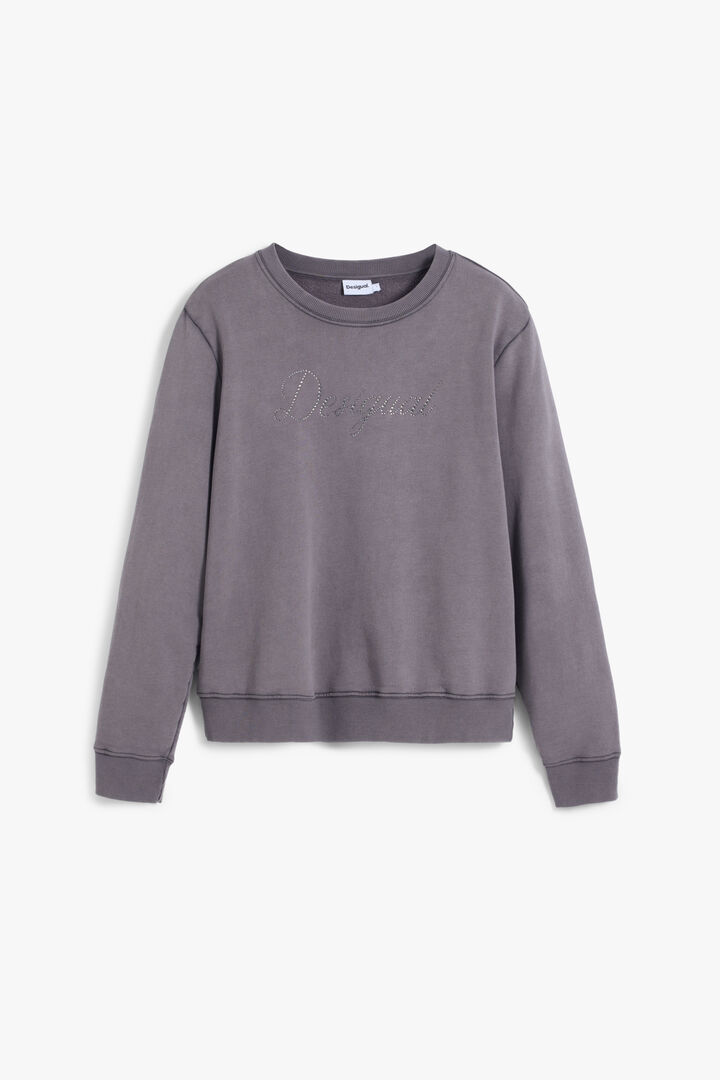 Sweatshirt with logo and rhinestones | Desigual