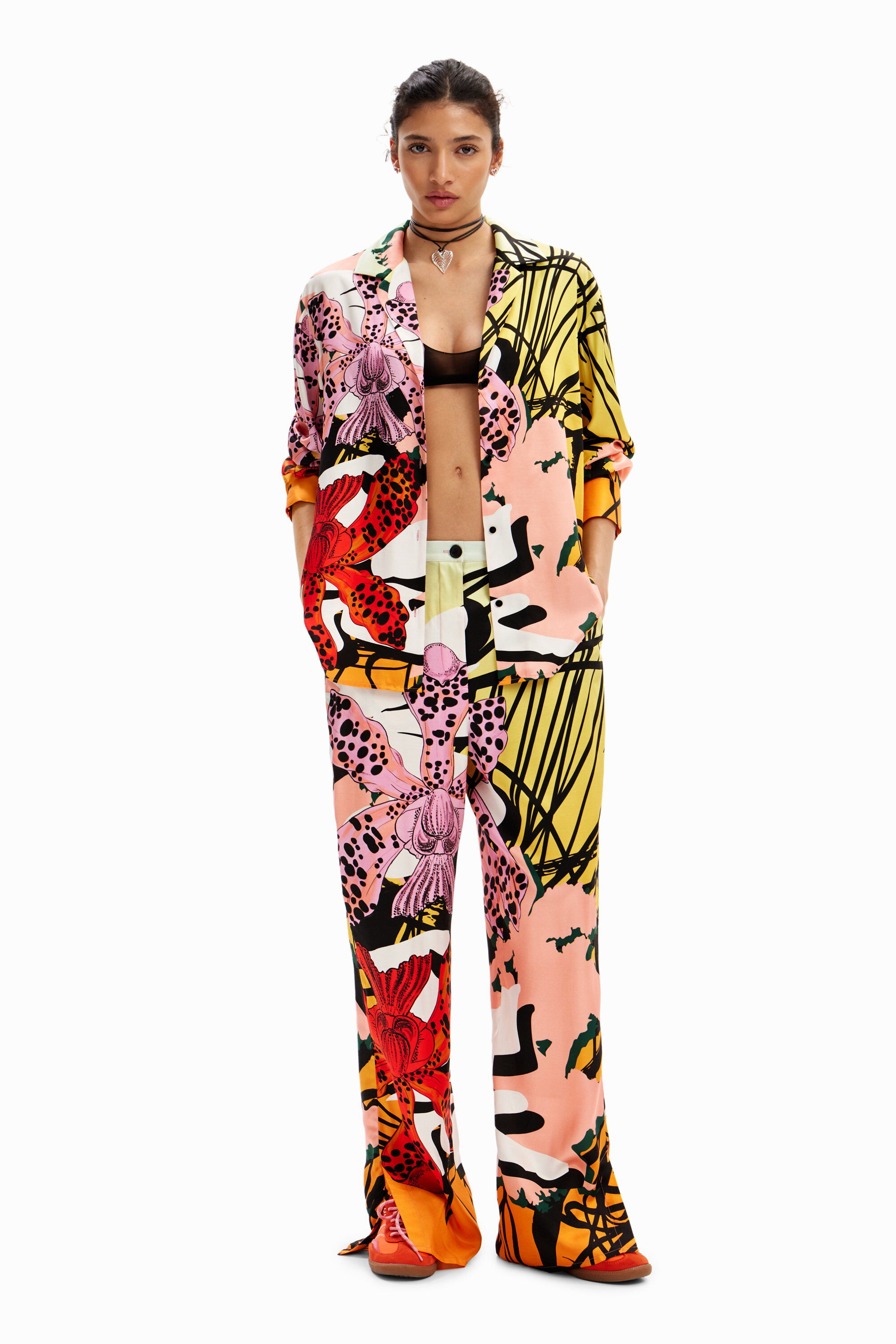 Desigual M. Christian Lacroix Silk Orchid Trousers In Material Finishes