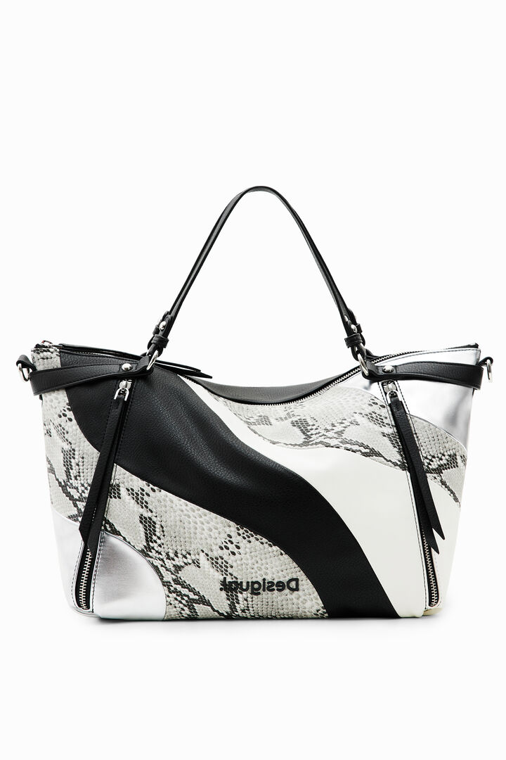 Large patchwork snakeskin handbag | Desigual