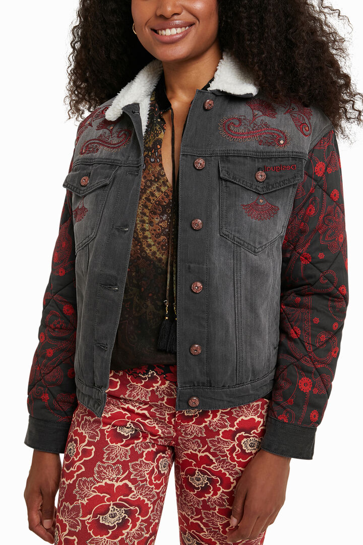 Oversize bimaterial denim jacket | Desigual