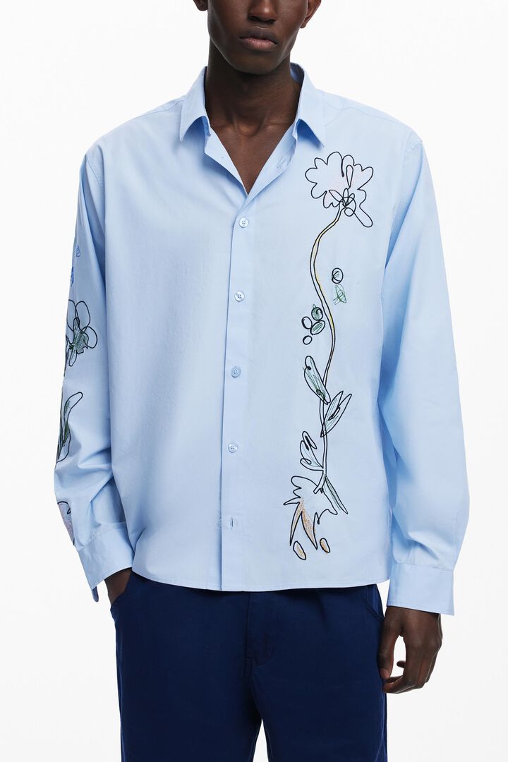 Long-sleeved embroidered shirt