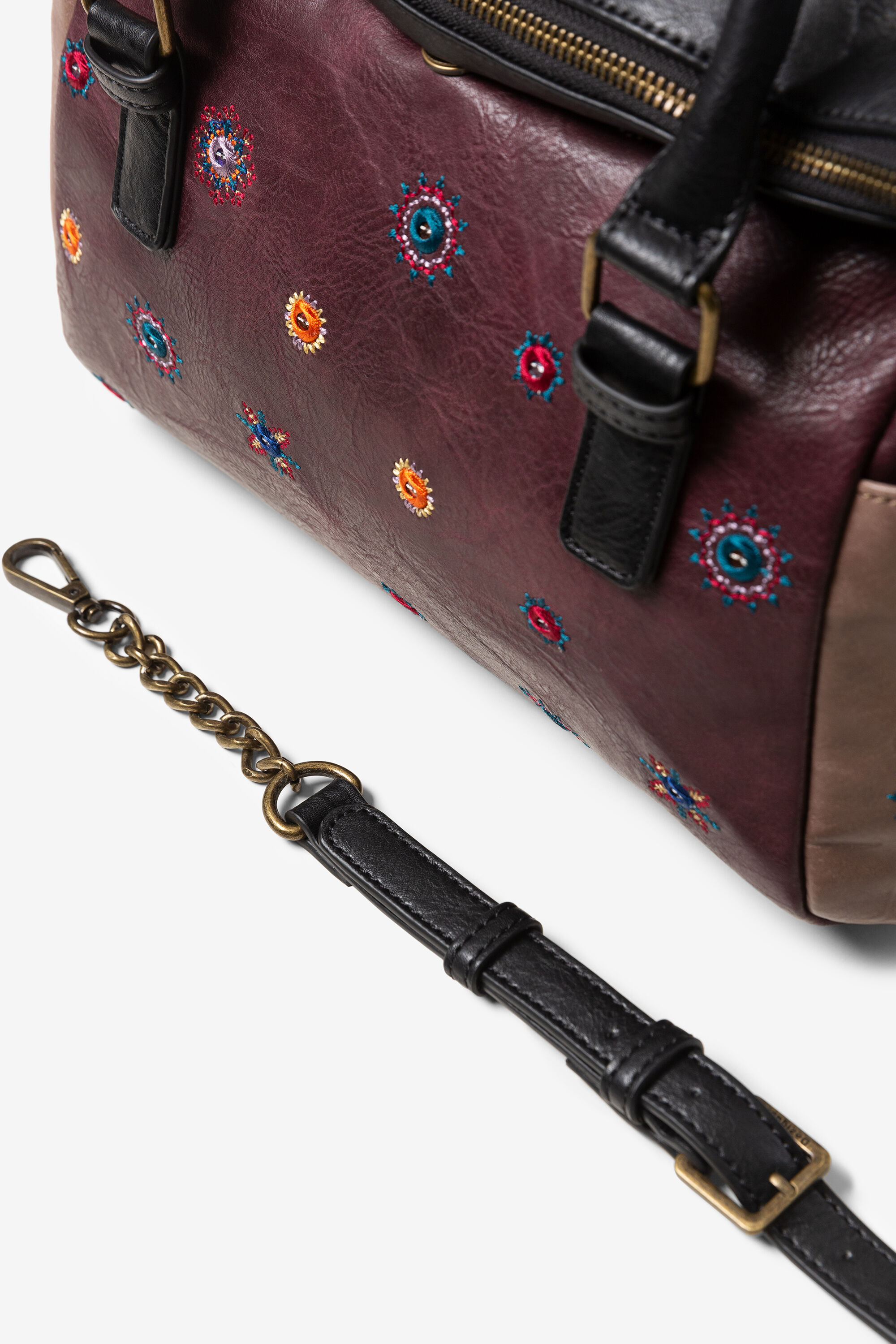 Bicolour briefcase handbag double handle