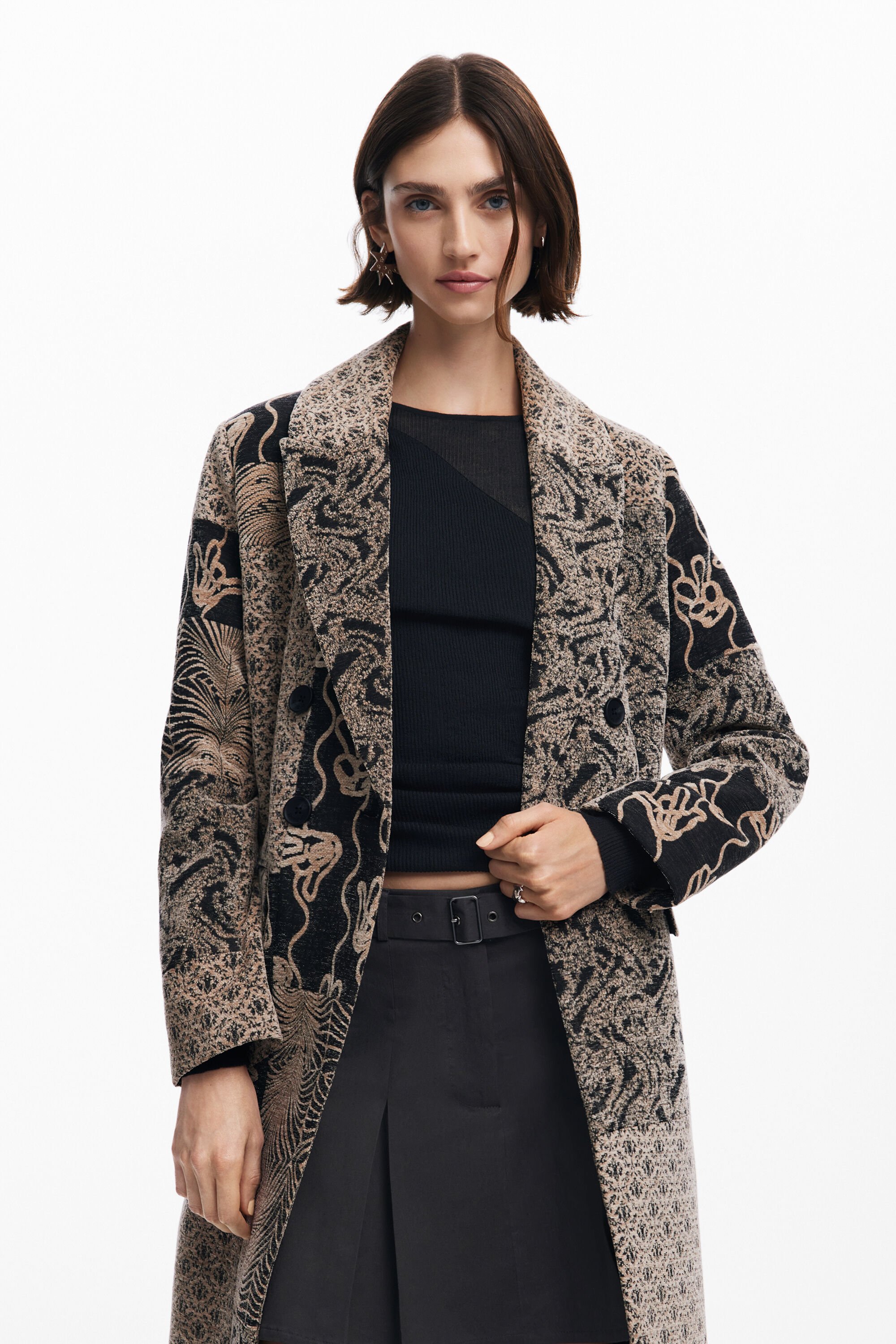Desigual black coat new arrivals