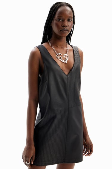 Leather-effect pinafore dress | Desigual