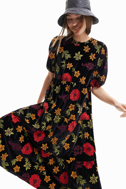 A-line floral midi dress